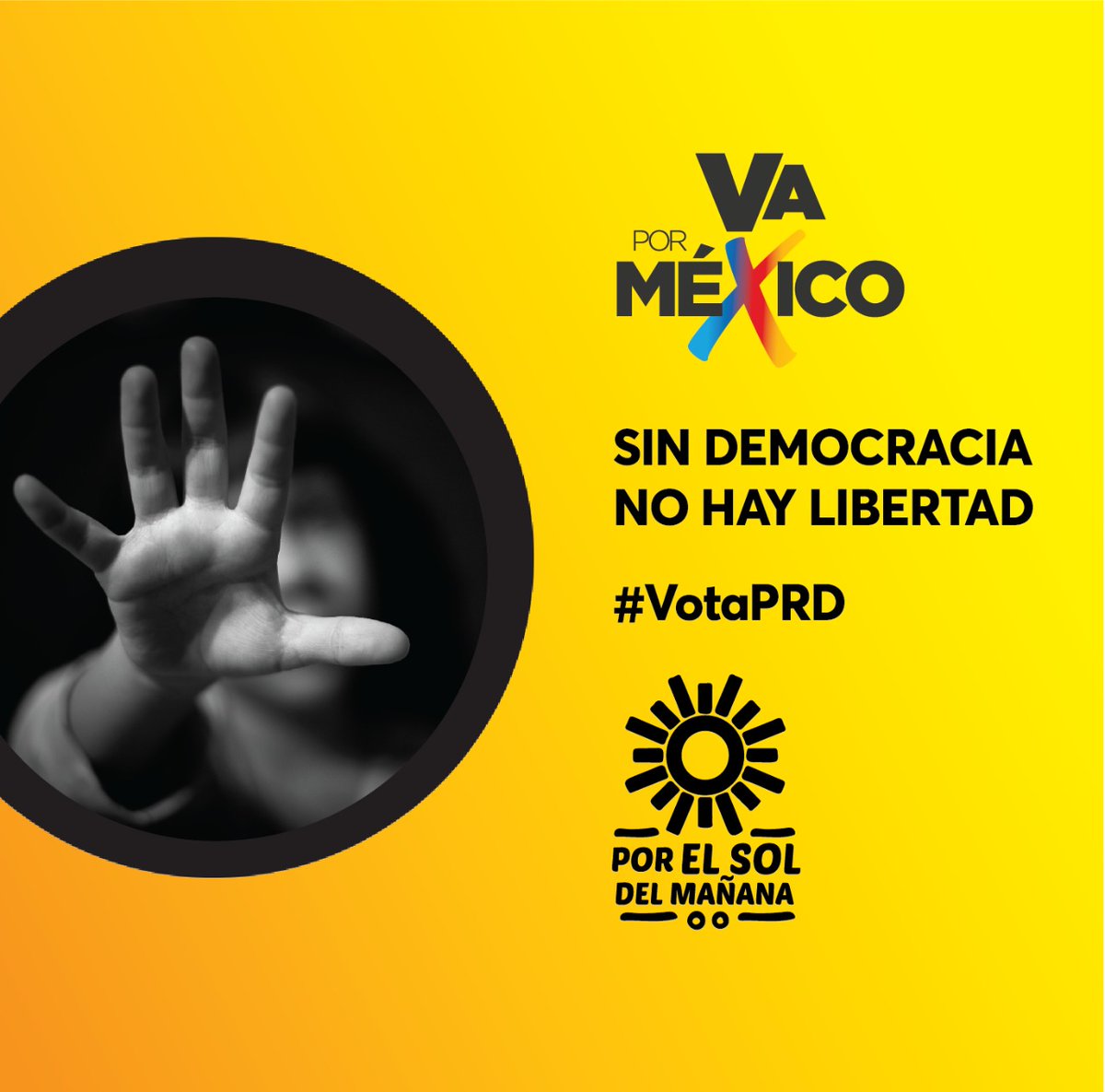 PRDMexico's tweet photo. Este 6 de junio, las y los mexicanos tienen en su voto la oportunidad de defender junto con la alianza #VaporMéxico la democracia que ha sido ultrajada durante este sexenio. ¡Pongámosle un alto a Morena! #VotaPRD #VaPorMéxico https://t.co/3XILT1Qtw9