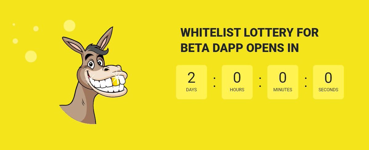 In 48 hours our Beta DAPP whitelist lottery will open. $DON token holders who supply liquidity to Uniswap will earn lottery tickets to become one of the first farming followers on the Don-key Platform. 

Stay tuned for more instructions and APY preview
#LiquidityMining