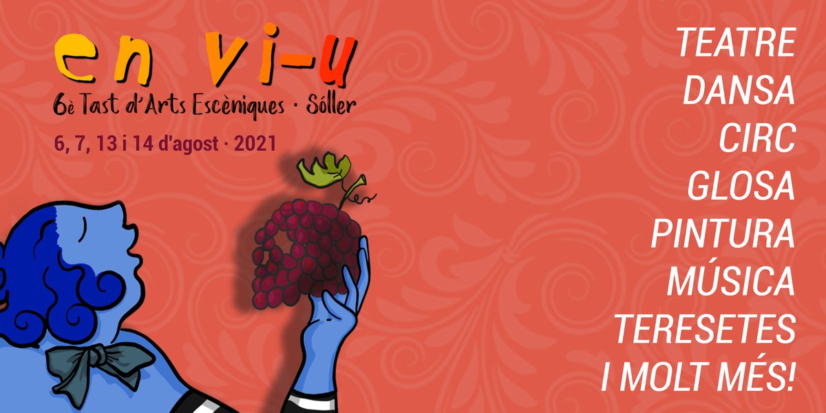 arrelartsoller's tweet photo. 🎭 Apuntau a l'agenda ‼️
Ja tenim les dates de la VI edició d'En Vi-u, Tats d'Arts Escèniques • Sóller. 7, 8, 13 i 14 d'agost
Estau atents a les nostres xarxes 
#artsescèniques #cultura #enviu #sóller #culturamallorca https://t.co/P0trZcN6Iu