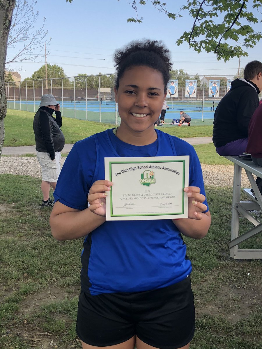 Fairlawnk12's tweet photo. Congratulations to Nevaeh Davis - she competed this morning at the MS State Track meet in Columbus and finished 7th in the state in discus with a personal record throw of 94’ 3”! It’s a great day to be a Jet! https://t.co/KgpTzmJFCA