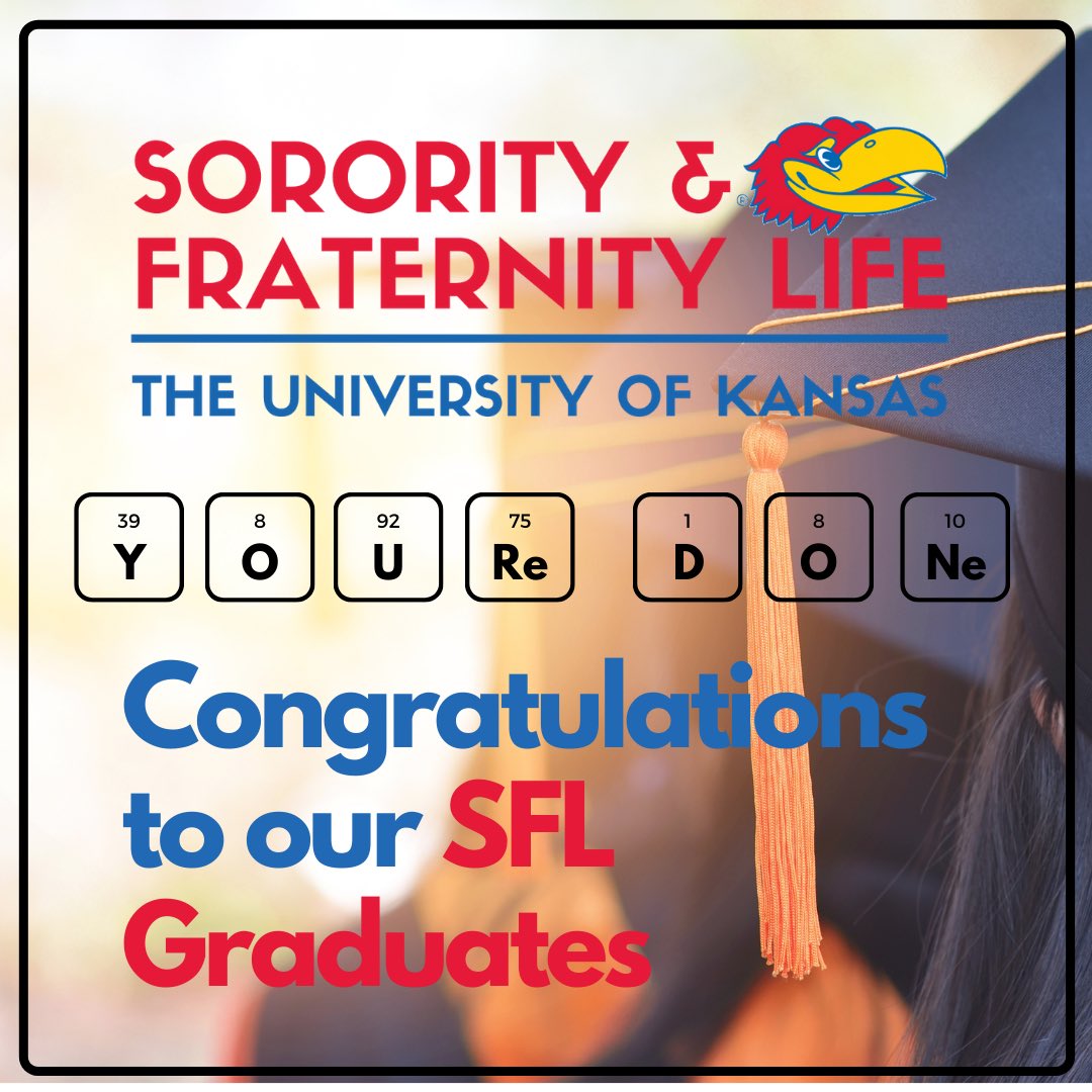 Congratulations to our SFL Graduates. We are so proud of you for all that you’ve accomplished and overcome. You’re done but not finished! We look forward to what more you will accomplish ... here’s to your next chapter!! @KU_IFC <a href="/KU_MGC/">Multicultural Greeks</a> <a href="/KUNPHC/">KU NPHC</a> <a href="/KU_Panhellenic/">KU Panhellenic</a> @kustudentaffairs