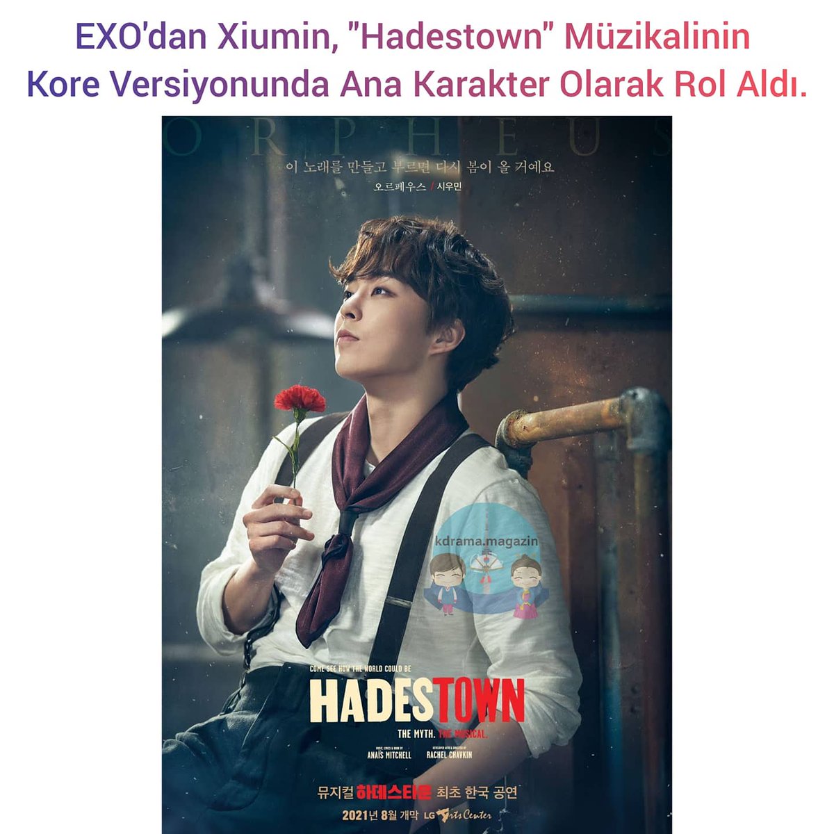 kdrama_magazin's tweet photo. EXO'dan Xiumin, "#Hadestown" Müzikalinin Kore Versiyonunda Ana Karakter Olarak Rol Aldı.
#EXO #Xiumin #ParkKangHyun #JoHyungGyun #KimHwanHee #KimSooHa #CrashLandingOnYou #KimSunYoung #ParkHyeNa #JiHyunJoon #SisyphusTheMyth #YangJoonMo #KimWooHyung https://t.co/E26aJ22h3C