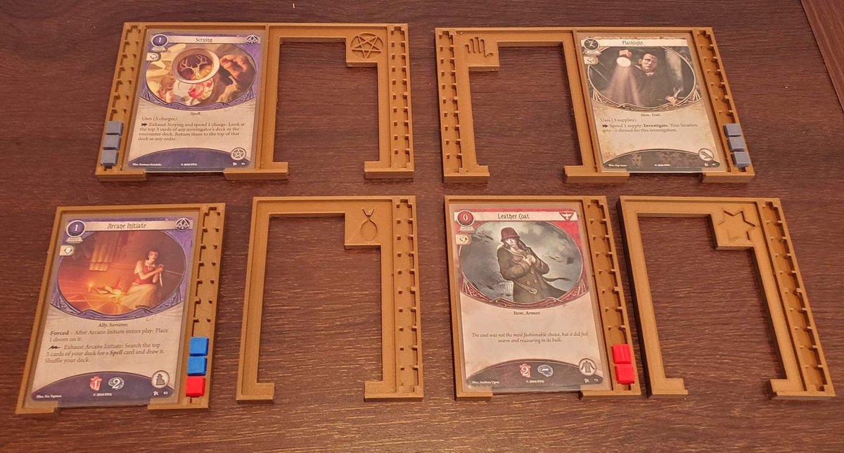 SweetHeadlock's tweet photo. Our Arkham Horror TCG Asset Trays help keep track of charges and organize play area! Visit our #etsy shop: Arkham Horror LCG Compatible Asset Trays https://t.co/4Eoh8xI67q #arkhamhorrorlcg #arkhamhorrortcg #livingcardgame #organizer #playaid #tracker #investigator https://t.co/RcEfcG5m1U