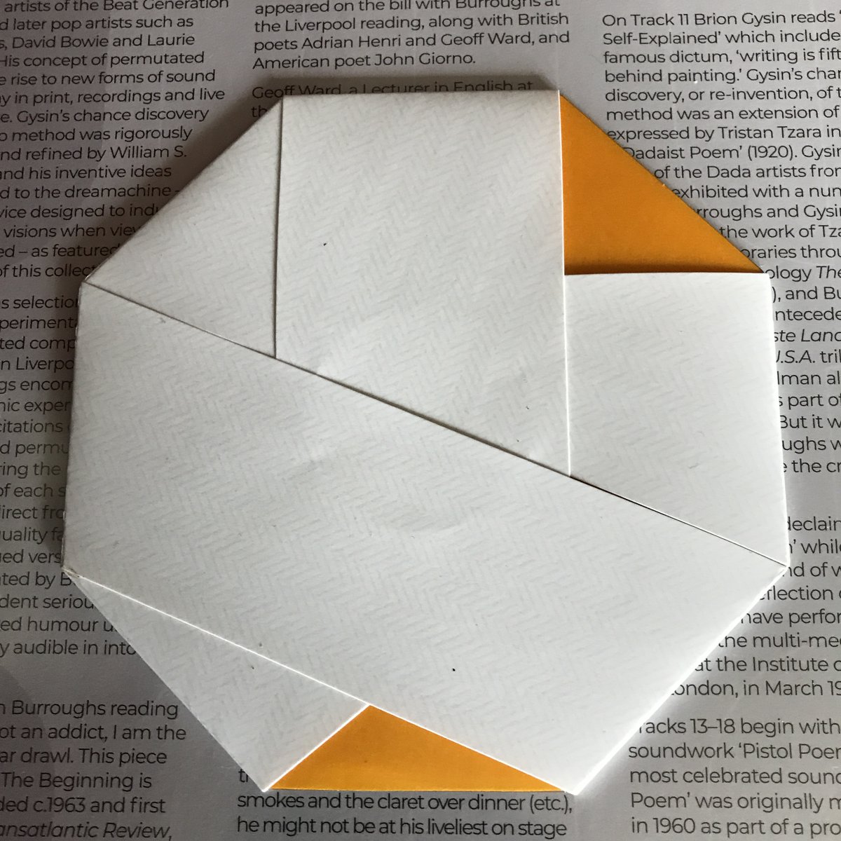 Postman delivered SoiSong's qXn94… CD EP, a Peter Christopherson and Ivan Pavlov EP I missed. But seriously how do I open it?

#origami #coil #PeterChristopherson