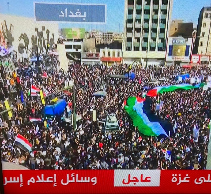 ISMPalestine's tweet photo. Baghdad comes out for Palestine. #Nakba73 #Gaza_Under_Attack #SaveSheikhJarrah
 From @MhamedKrichen https://t.co/5yapSwuunP