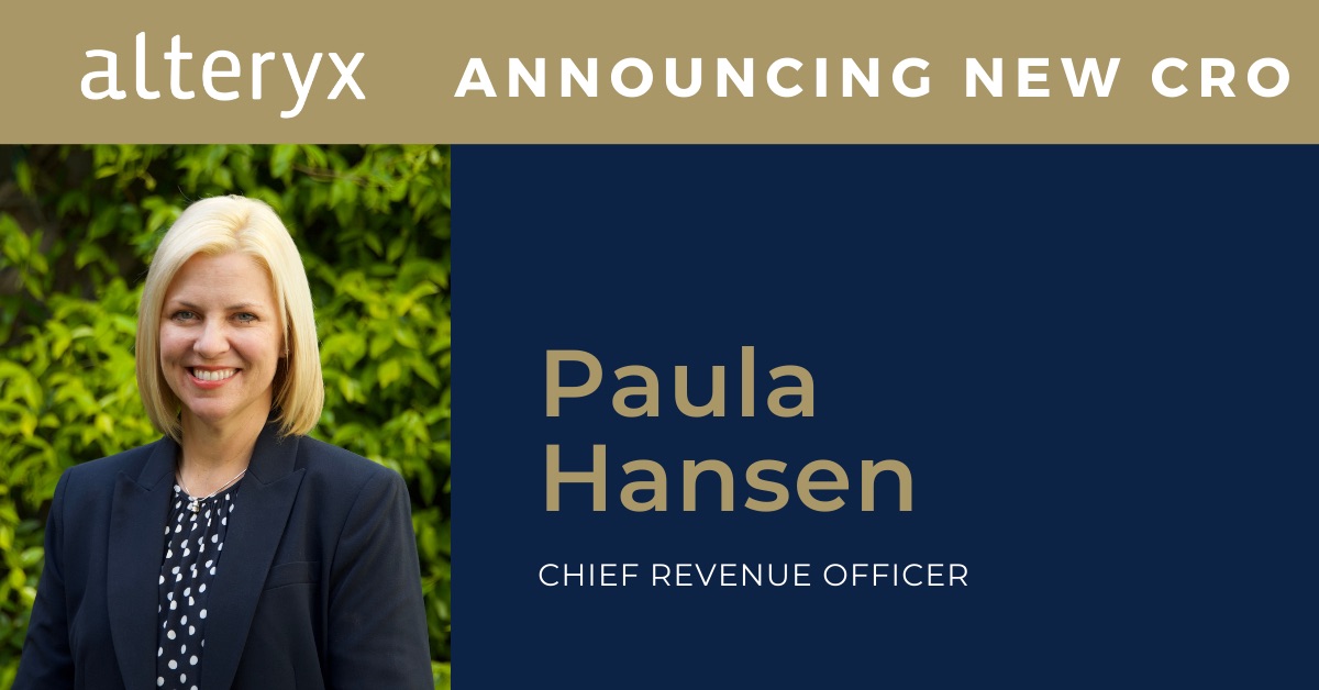 Alteryx_Gene's tweet image. We are excited to welcome @pshansen2 to #TeamAlteryx as our new chief revenue officer. Paula will lead the @alteryx global go-to-market organization and will play a critical role in driving our next phase of growth. Learn more: ow.ly/tlnk102JGKr