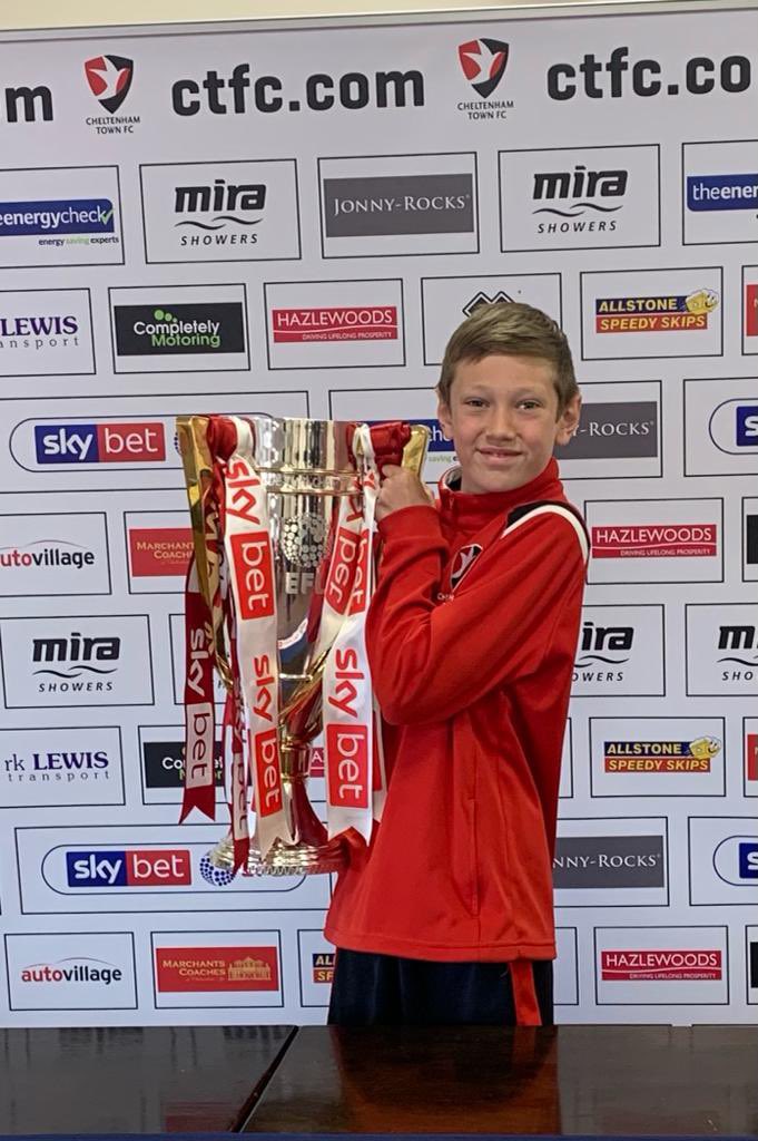 Thanks from Connor to CTFC today at Johnny Rocks for the chance to lift the trophy! CHAMPIONS! 🏆⚽️ <a href="/CTFCofficial/">Cheltenham Town</a> #ctfc