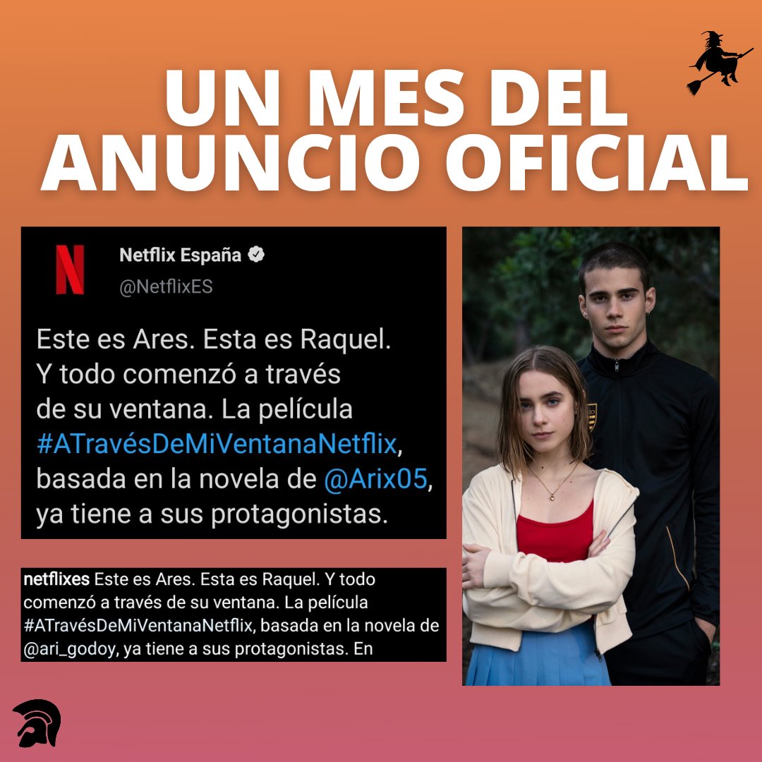 ATDMVoficial's tweet photo. 📢 Hoy celebramos un mes desde el anuncio oficial de que tendríamos película de #ATravesDeMiVentana desde la plataforma de #Netflix y dónde conoceríamos a nuestros Ares y Raquel ❤️ https://t.co/wm1slWbVSe