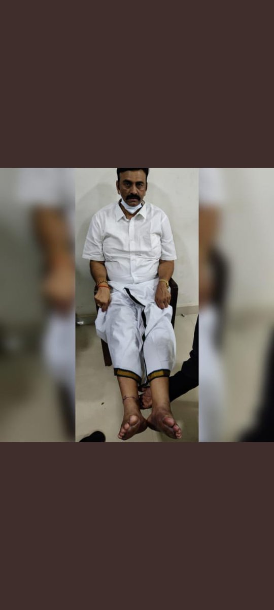 p_sahibsingh's tweet photo. The brutal third degree like treatment given to a sitting MP @RaghuRaju_MP must be condemned in strongest sense!

What was his fault? That he raised voice against missionaries and forceful religious conversions done by them. YSRCP letting it happen? https://t.co/N8ZA21BMML