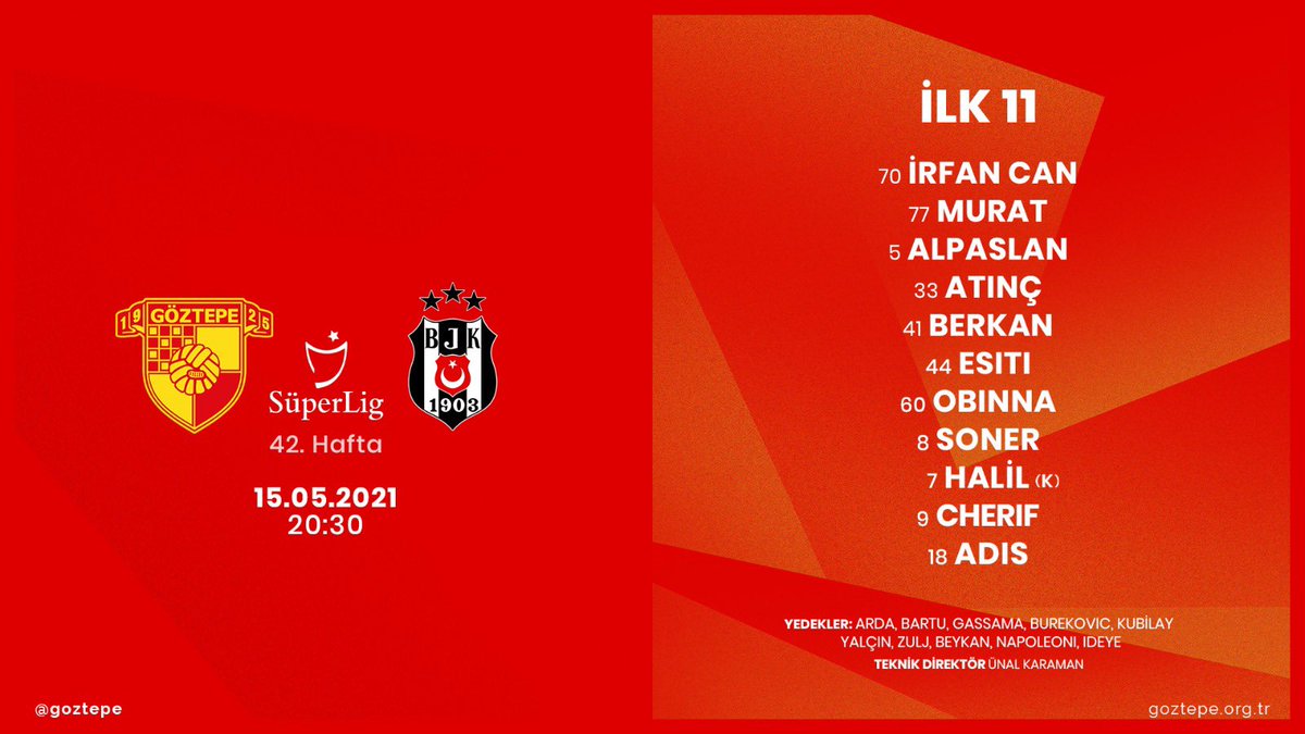 Beşiktaş karşısında ilk 11’imiz💪

#HaydiBastırŞanlıGöztepe