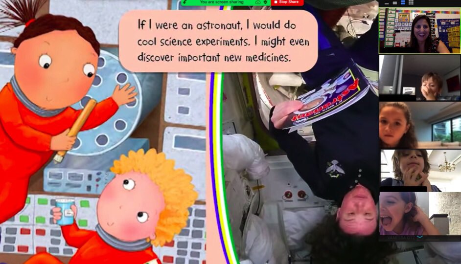 Learning about space FROM SPACE!! #astronautexplainingaboutherjob #greatreadaloud #PKClearns #readingupsidedown #ifIwereanastronaut <a href="/ASFMELEM/">ASFMELEM</a>