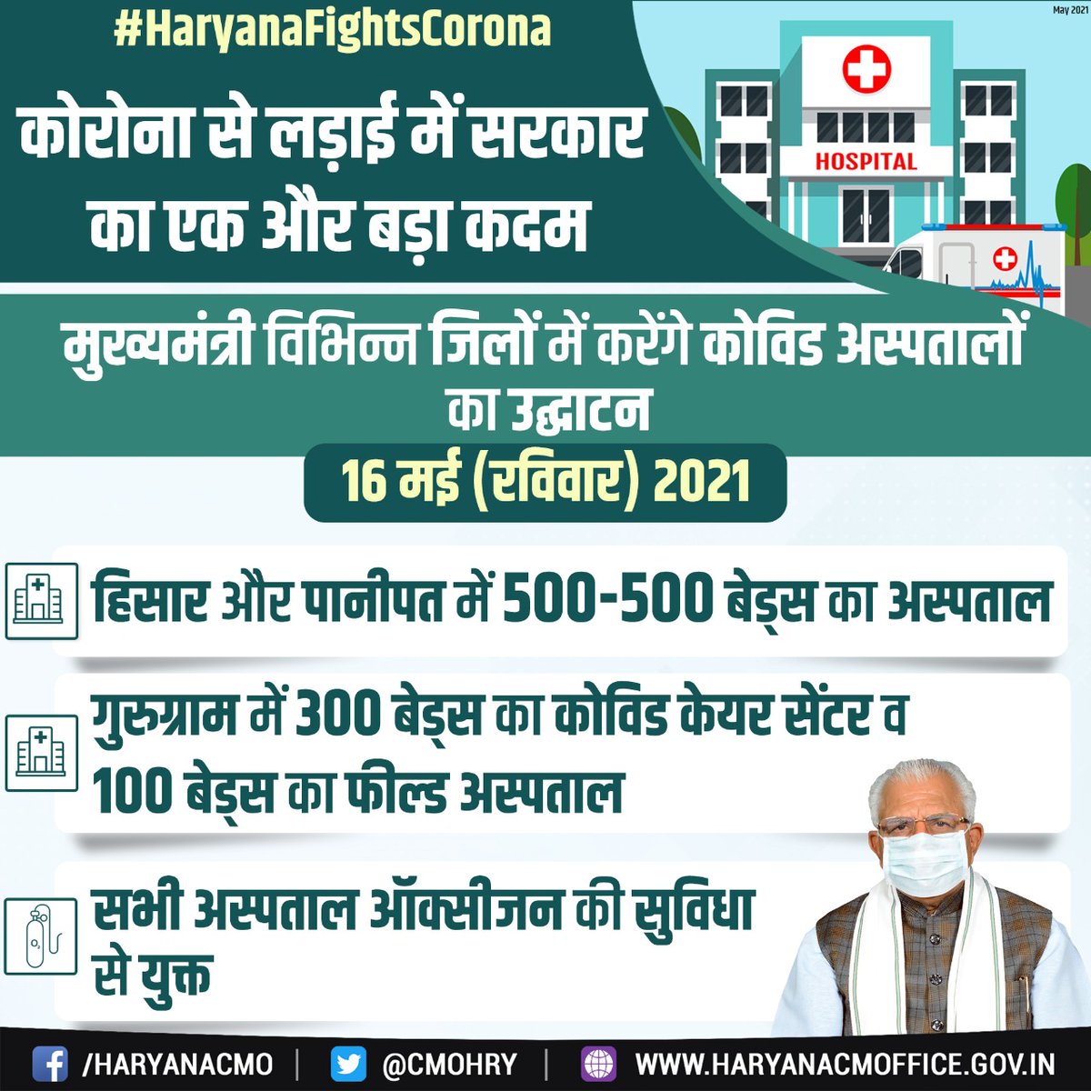 cmohry's tweet photo. कोरोना से लड़ाई में हरियाणा सरकार का एक और बड़ा कदम

#HaryanaFightsCorona https://t.co/9VtIUcIiII