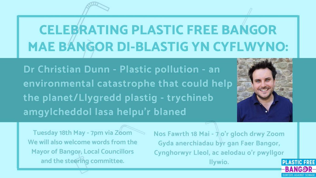 PlasticBangor's tweet photo. We're very happy to announce that to celebrate the announcement of our award, TedX speaker and Bangor's very own Dr Christian Dunn will be presenting at this FREE virtual event next week. Please see below for more info!

https://t.co/d9A62ZuUCF https://t.co/p0aMcQHRdR