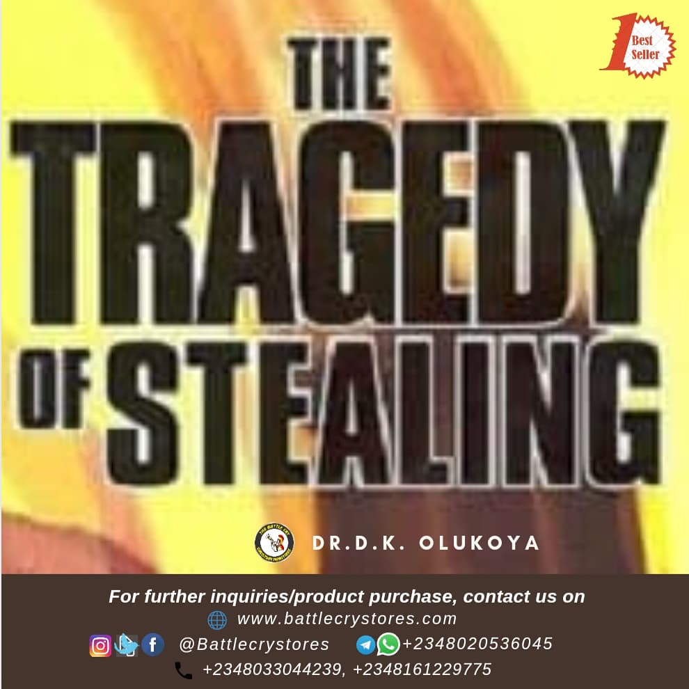 BOOK TITLE: The Tragedy of Stealing

₦400.00

CLICK THE LINK TO ORDER 
battlecrystores.com/product/the-tr…
MAKE A QUICK CONTACT
WhatsApp/Telegram: +234 802 053 6045
📞Call/SMS: 08033044239, 08161229775
🌐 battlecrystores.com
Follow us for more 
FB/TW/IG👉 @battlecrystore
 #breakfree