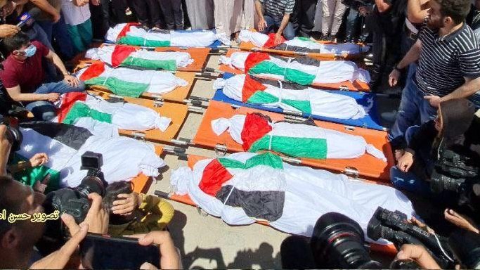 AbujomaaGaza's tweet photo. Spokesman of Israeli army: We targeted several senior Hamas terrorists in Al Shatei refugee camp in #Gaza.. However, these were the victims:
Two mothers and their eight children.
#GazaUnderAttack 
#Gaza_Under_Attack 
#Hamas https://t.co/TSstwKW4kM