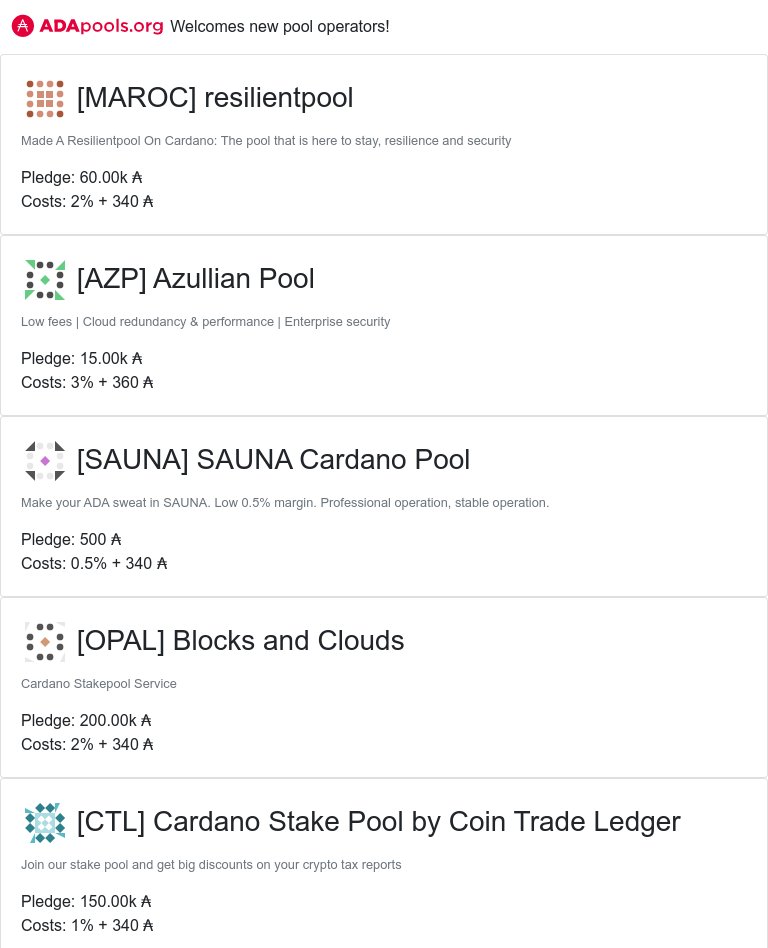 cexplorer_io's tweet photo. https://t.co/xw0WREABJG welcomes new pools!
#MAROC #resilientpool #AZP #Azullian Pool #SAUNA #SAUNA Cardano Pool #OPAL #Blocks and Clouds #CTL #Cardano Stake Pool by Coin Tra #ARCH1 #Sonarch Pool #cardano $ADA
👉 https://t.co/ujXY0tIcr5 👈 https://t.co/bYUTiHkeuZ