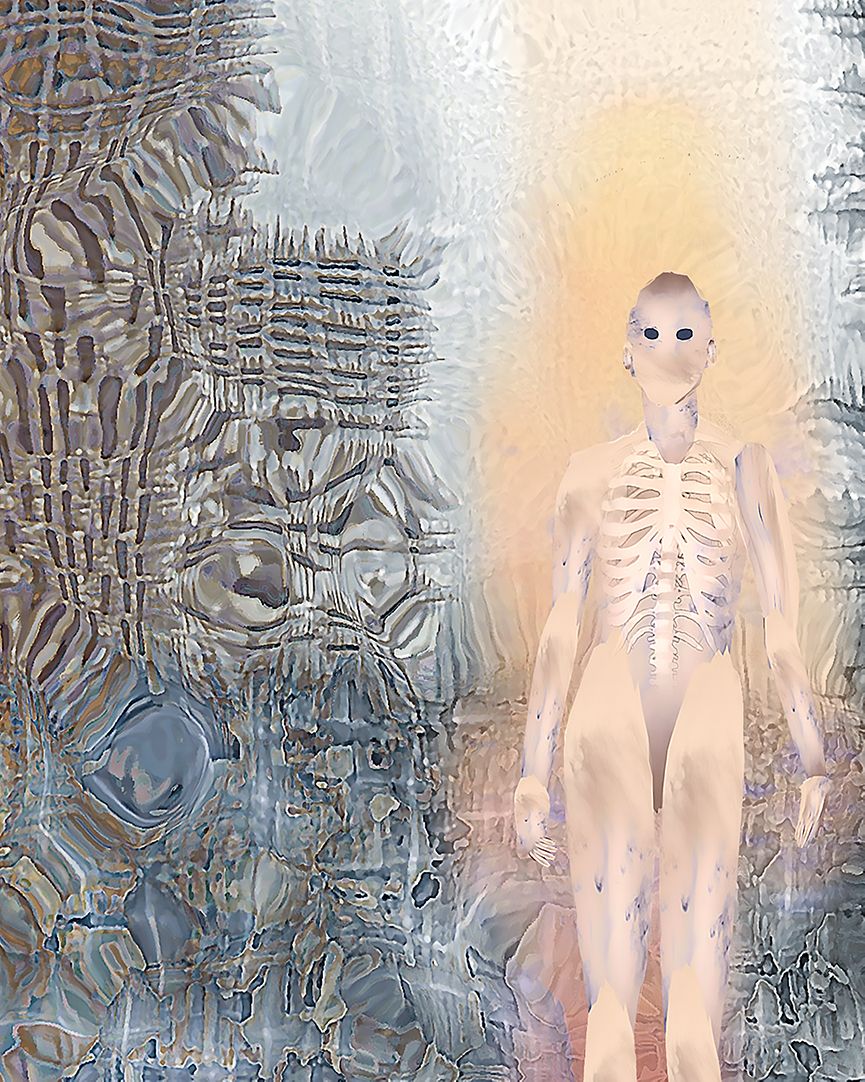 InconstantLight's tweet photo. Detail from #computer_art Dream Fall, a diorama of life in a cardboard box made with the #visual_evo_engine, which seeks the realm of the unimagined. #nftart and links at https://t.co/rZR1rhT64N. #nft token includes the hi-qual full-size digital original, not available online. https://t.co/G81apM2iB0