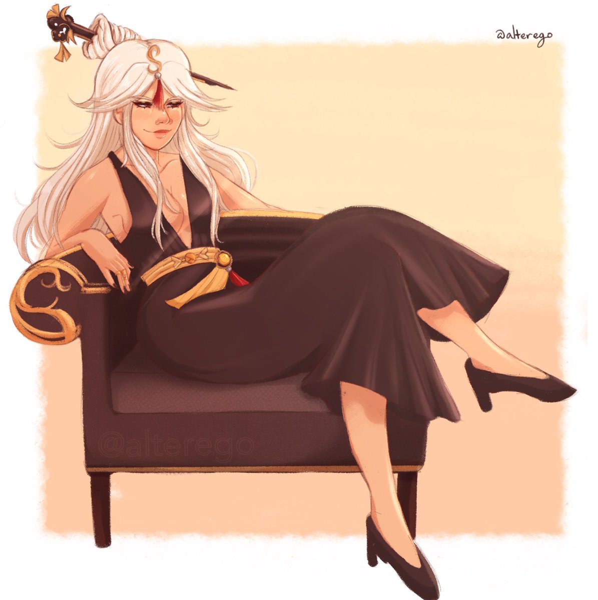 [ #GenshinImpact ] drew my girl ningguang in a nice summer dress 💛