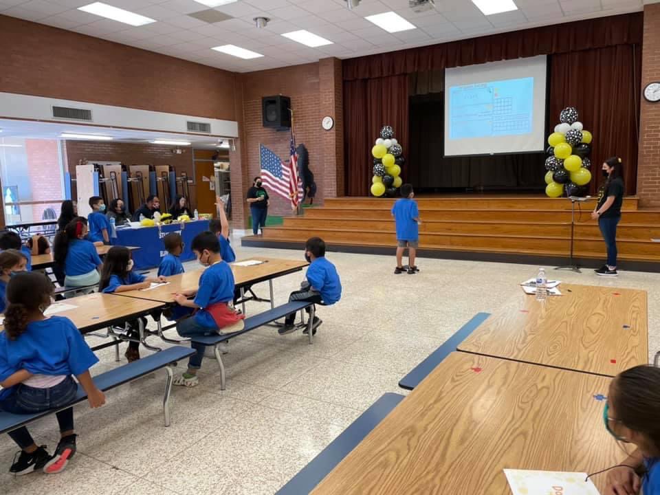 LaurenPalos's tweet photo. @StuchberyES 1st Annual #MathBee! Ss used our #pisdmathchat #problemsolvingmodel &amp; #factfluency strategies to solve &amp; justify thinking. Grateful to the many people who offered their time &amp; support to make the bee happen. Here are some highlights! 🐝 https://t.co/4xAA86TxJC