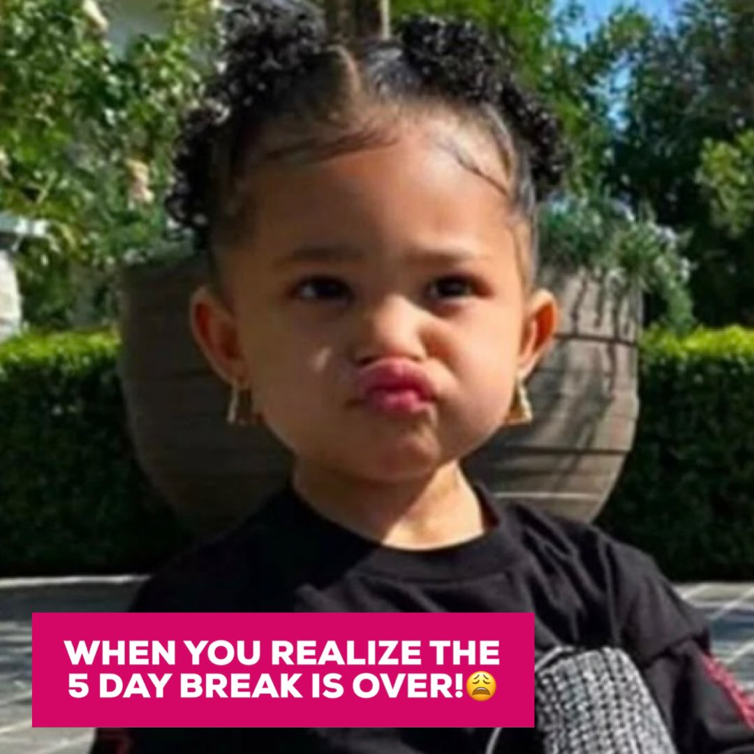 Radio1UAE's tweet image. All of our faces RN! #stormi #backtoworkvibes #longweekendisover