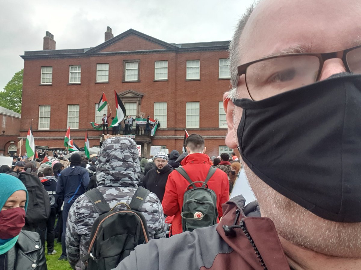 Tony2Wilson's tweet photo. Earlier today #manchester #rusholme #plattfields Solidarity with the people of #Palestine #gazaunderattack #nakbaday Stop the killing of civilians by Netanyahu Israeli government. https://t.co/l540U5LqD3