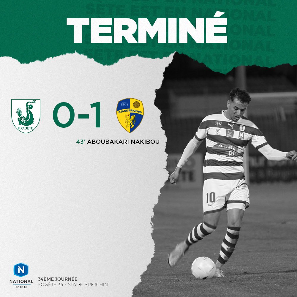 FCSete34's tweet photo. Terminé. La saison du retour en National pour le FC Sète 34 s’achève ce soir avec une défaite contre le Stade Briochin.

0-1 #FCSSB https://t.co/PCtllAsWz0