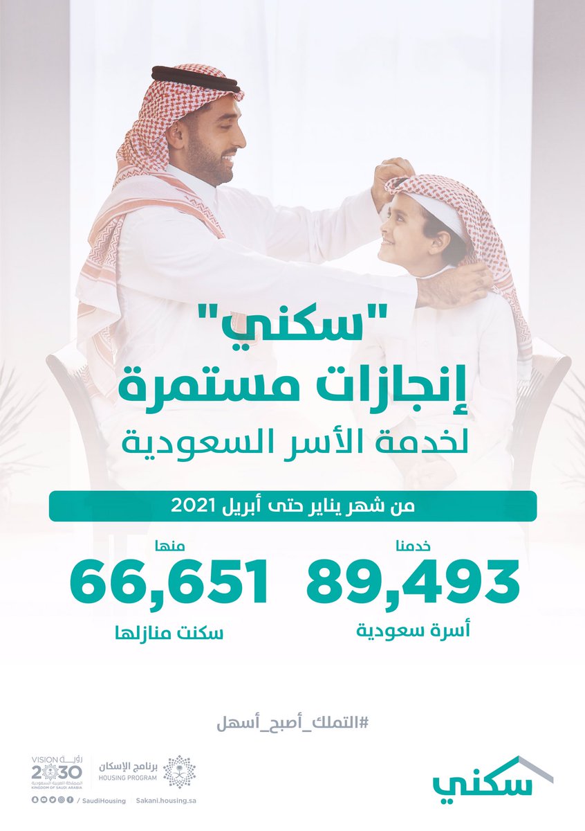Sakani's tweet photo. نُبارك للأسر المستفيدة، ونرجو أن تحوز خدماتنا على رضاكم.

#سكني https://t.co/28NVyBqH8k