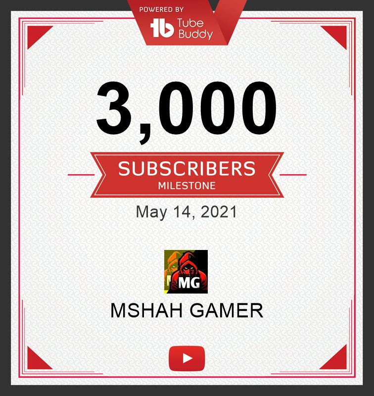 GamerMshah's tweet photo. Alhumdillah We Reached 3k Subs 
Thank You So Much Everyone who Supporting Me 🤩❤️ love You all 
#3KSubs  @YouTube @YouTubeCreators https://t.co/ZjFaBq0Eog