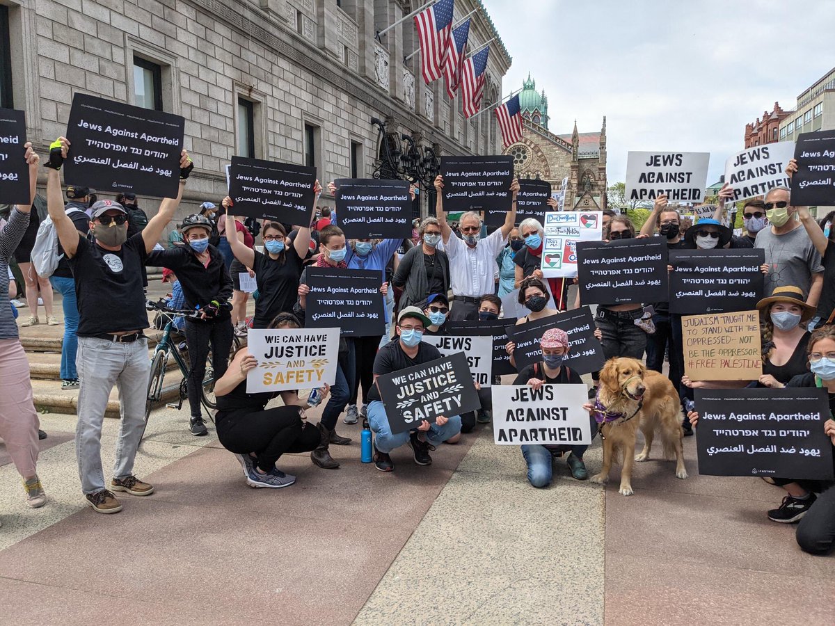 IfNotNowBoston's tweet photo. HAPPENING NOW: Boston #JewsAgainstApartheid showing up at a massive Palestinian led demonstration in front of the Boston Public Library. https://t.co/ZfFPj46jrh
