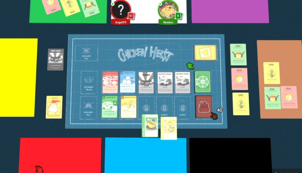 FourtatoGames's tweet photo. Playing @ChickenHeist at #meepupcon!

@TabletopiaGames @playwithmeeps @meepupcon #boardgames #boardgame https://t.co/sfrohfclHQ