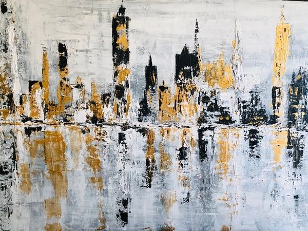 There is a certain yearning to this amazing abstract.  This piece was created by our FEAC abstract artist member, Lori Burke. Shiny &amp; Town, 2018, Mixed Media, 24" x 36" Sale price: C$700.00 
forterieartscouncil.com/art-shop/ols/p…
#forterieartscouncil #fort_erie_arts_council