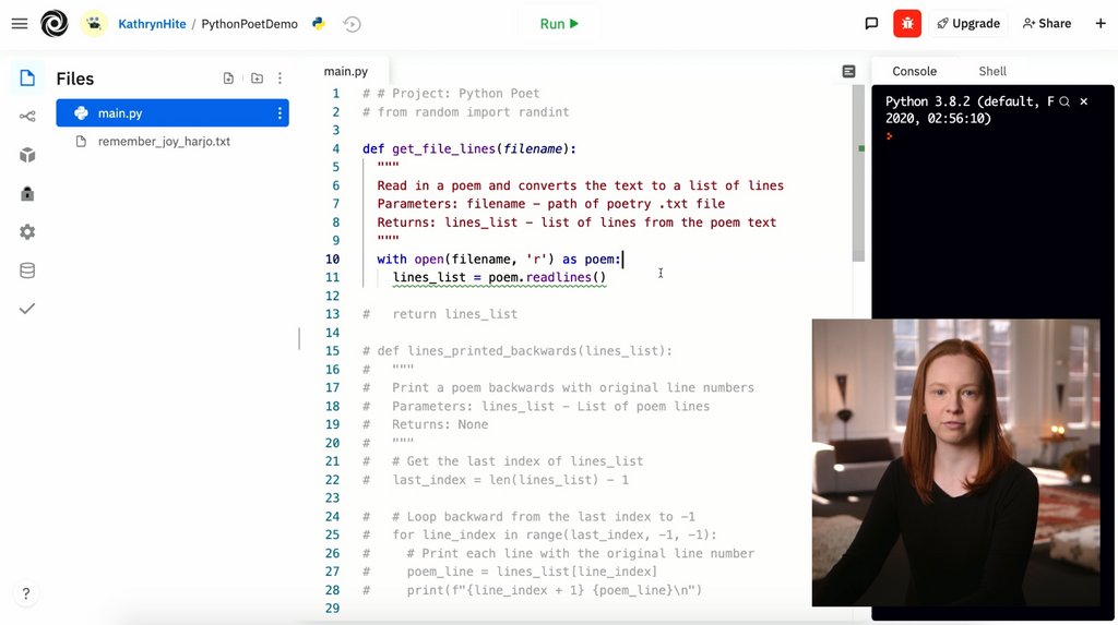 To put our learning to the test, we'll be walking through how to build a Python Poet. You can follow along if you get stuck, want ideas, or just want to compare your implementation to ours. makeschool.com/mediabook/cour…