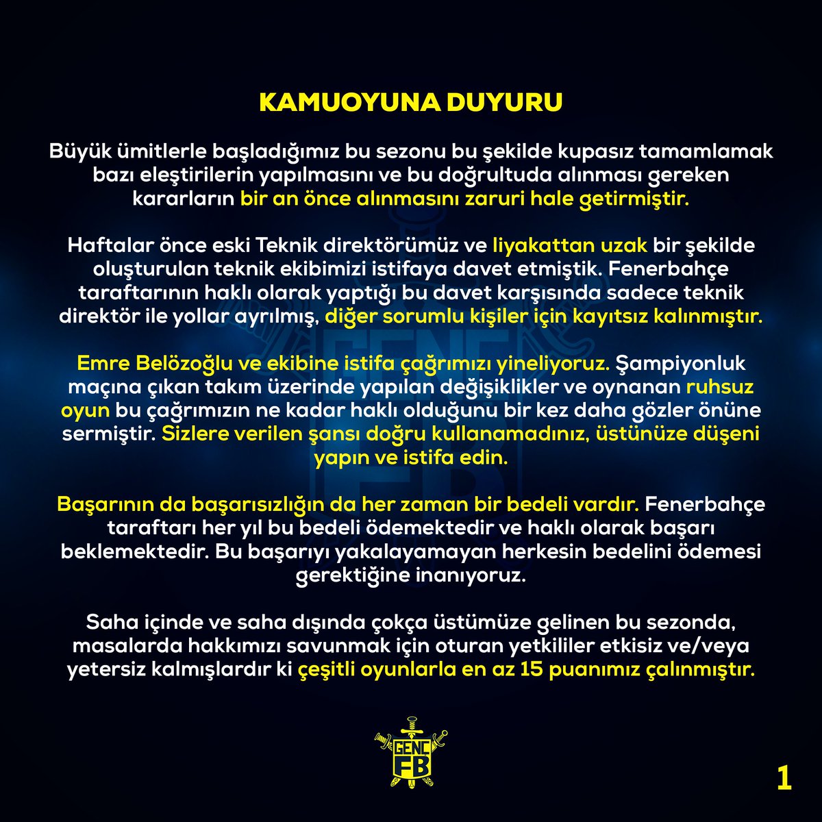 gencfborg's tweet photo. FENERBAHÇE’DE BAŞARISIZLIK KİMSE İÇİN BİR SEÇENEK DEĞİL! https://t.co/sYt4PtLk1Z
