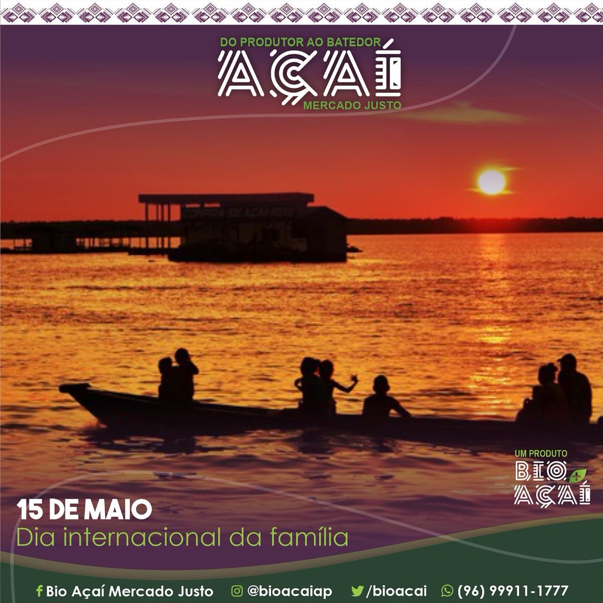 bioacai's tweet photo. Felicidade é reunir a família para o almoço com aquele açaí de qualidade! Feliz dia da família! 
Acesse: https://t.co/2lKDozcwSN
Cel: (96) 9911-1777 
📍Rua Adilson Pinto Pereira, N° 438 São Lázaro .
#acai #sustentabilidade #bio #biodiversidade #amapá #macapa #mercado https://t.co/Irxo1SC1wQ