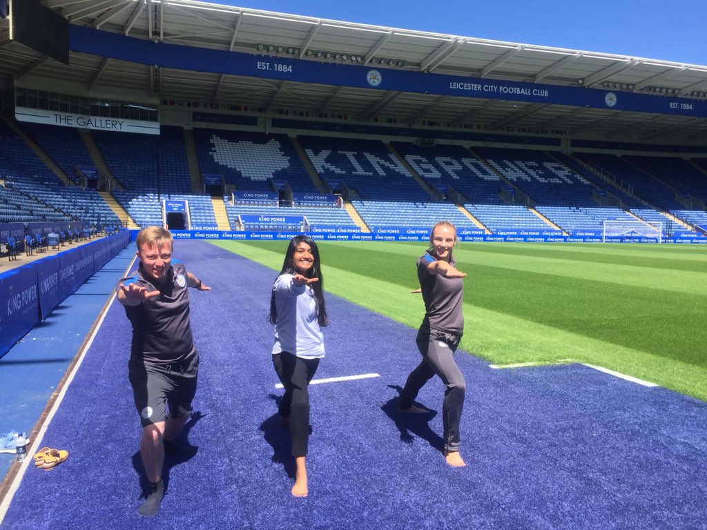 DurghaRamji's tweet photo. Congratulations to Leicester City Football Club!! Here’s the time I visited the LCFC Community Outreach Team for my work at Mindful Warriors - of course we practised some yoga on the pitch! @yoga4schools #yogainthecommunity #yogaforschools #makeadifference #healthyminds https://t.co/y00o04kFtP