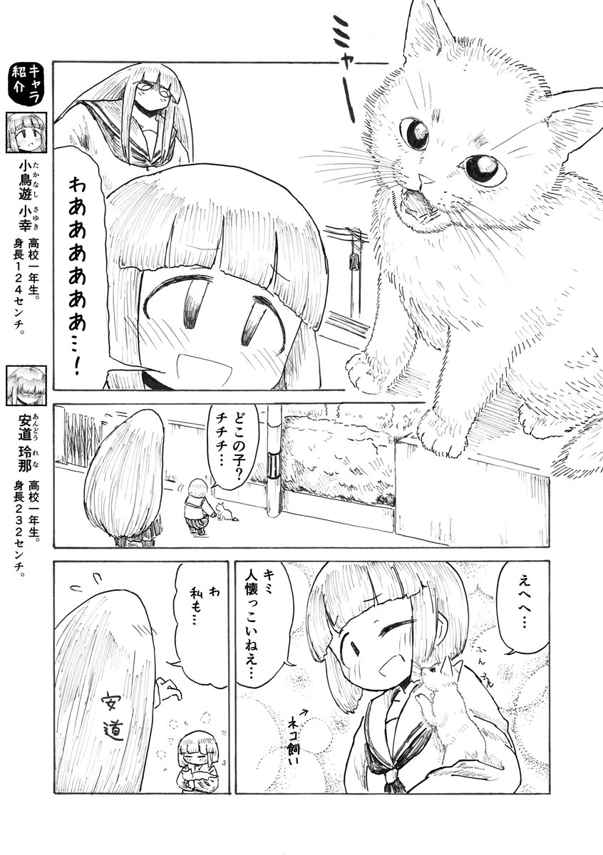 身長差だいたい2倍の同級生と子猫 