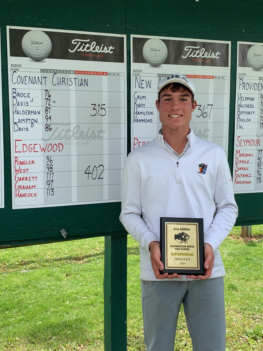 ⁦<a href="/cchsindy/">Covenant Christian</a>⁩ tied for second place as a team in the Bloomington North invitational with 15 team participating. I was fortunate enough to be medalist for the tournament with a 72 and won after the 4th playoff hole! ⁦<a href="/athletics4cchs/">Covenant Christian Athletics</a>⁩ ⁦<a href="/IUPUIGolf/">IUPUI Golf</a>⁩ ⁦<a href="/Jklmpoole/">James C. Poole</a>⁩