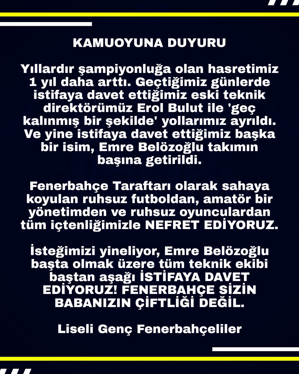 Lisegfbcom's tweet photo. FENERBAHÇE’DE BAŞARISIZLIK KİMSE İÇİN BİR SEÇENEK DEĞİL! https://t.co/2K26zdv8v2