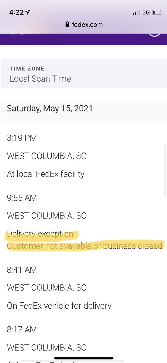 CaseyPash's tweet image. We have a major workforce issue... paid extra for @FedEx  package to be delivered today by noon. They dropped off 4 at our front desk... then 2 minutes later this shows up in the system! Looks like they forgot to leave it and blamed it that we were closed! 🤦‍♀️@FedExHelp