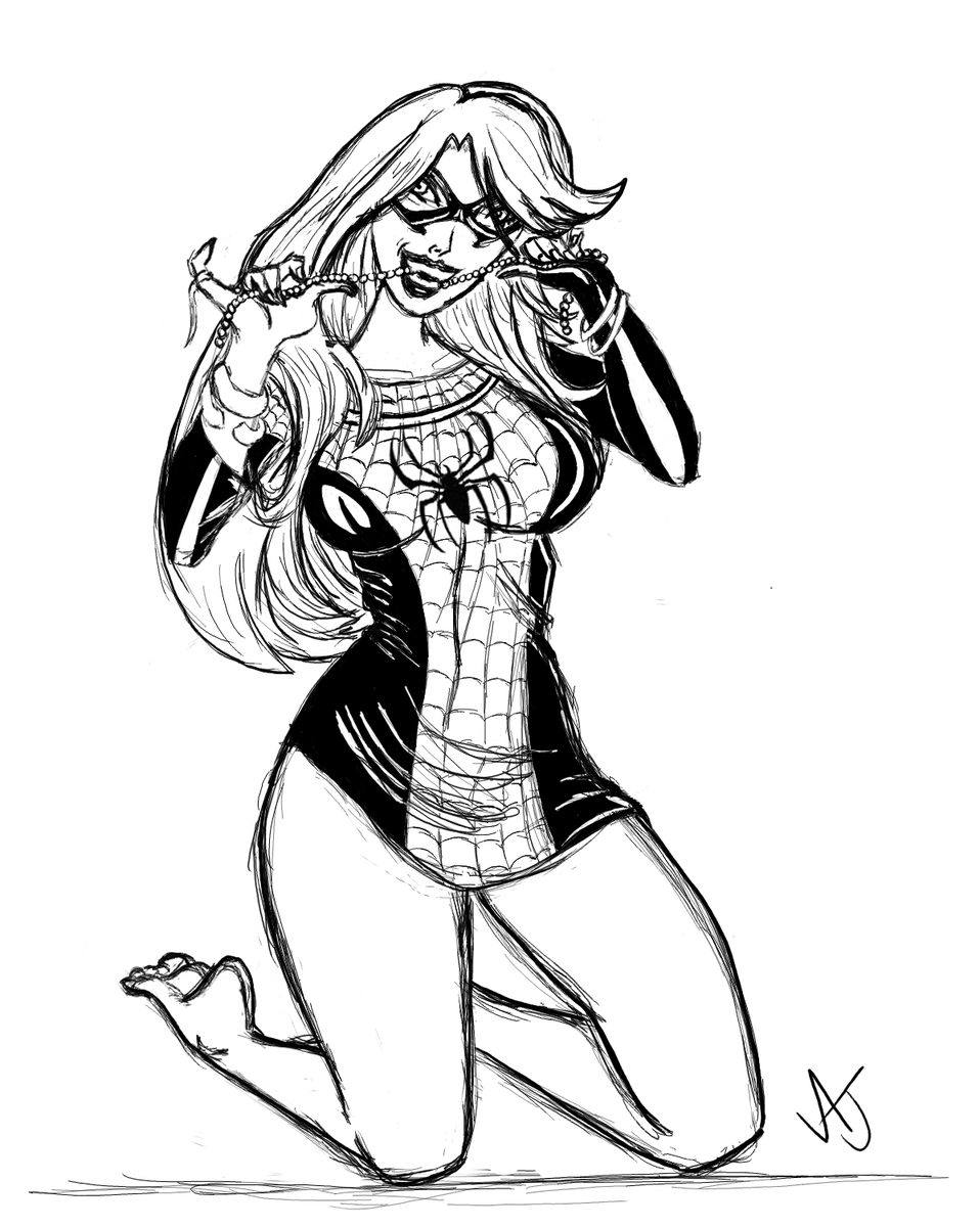 Victoriaart81's tweet photo. I wanted to take part in the Draw This in Your Own Style Challenge that J Scott Campbell posted on his page.  So here she is, Black Cat 🙂 #DrawThisInYourStyle #ReDrawASM607 #JScottCampbell https://t.co/2GhXXFiYA0