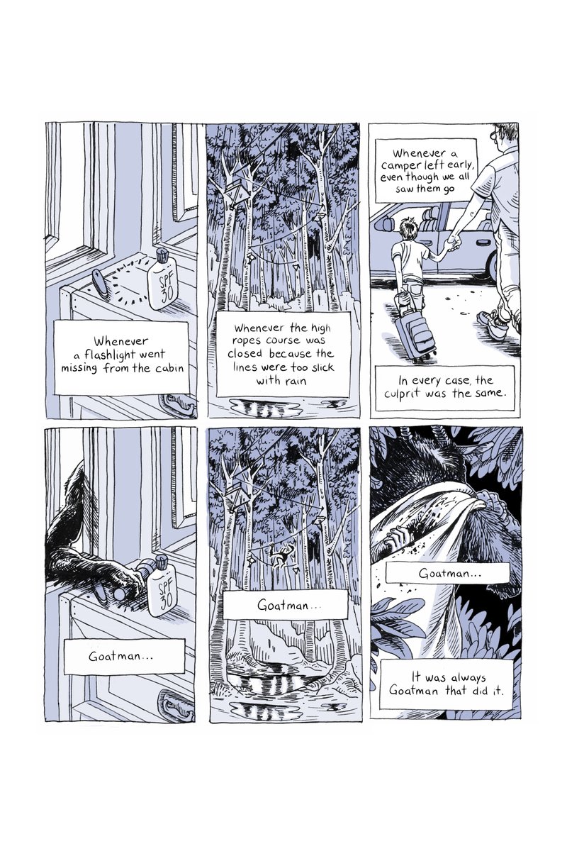 coreywaite's tweet image. Pages from &quot;Bad Love,&quot; a Kentucky church camp comic featuring The Goatman. Illustrated by @JohnVestevich and written by me. Full comic behind link:

coreywaite.com/comic

#sequentialsaturday