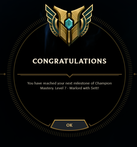 Val_Starlight's tweet photo. "Just trying to make ma proud." ... Or something like that! #Sett #LeagueofLegends #LoL #Warlord #Mastery7 https://t.co/0fMymcUpQG