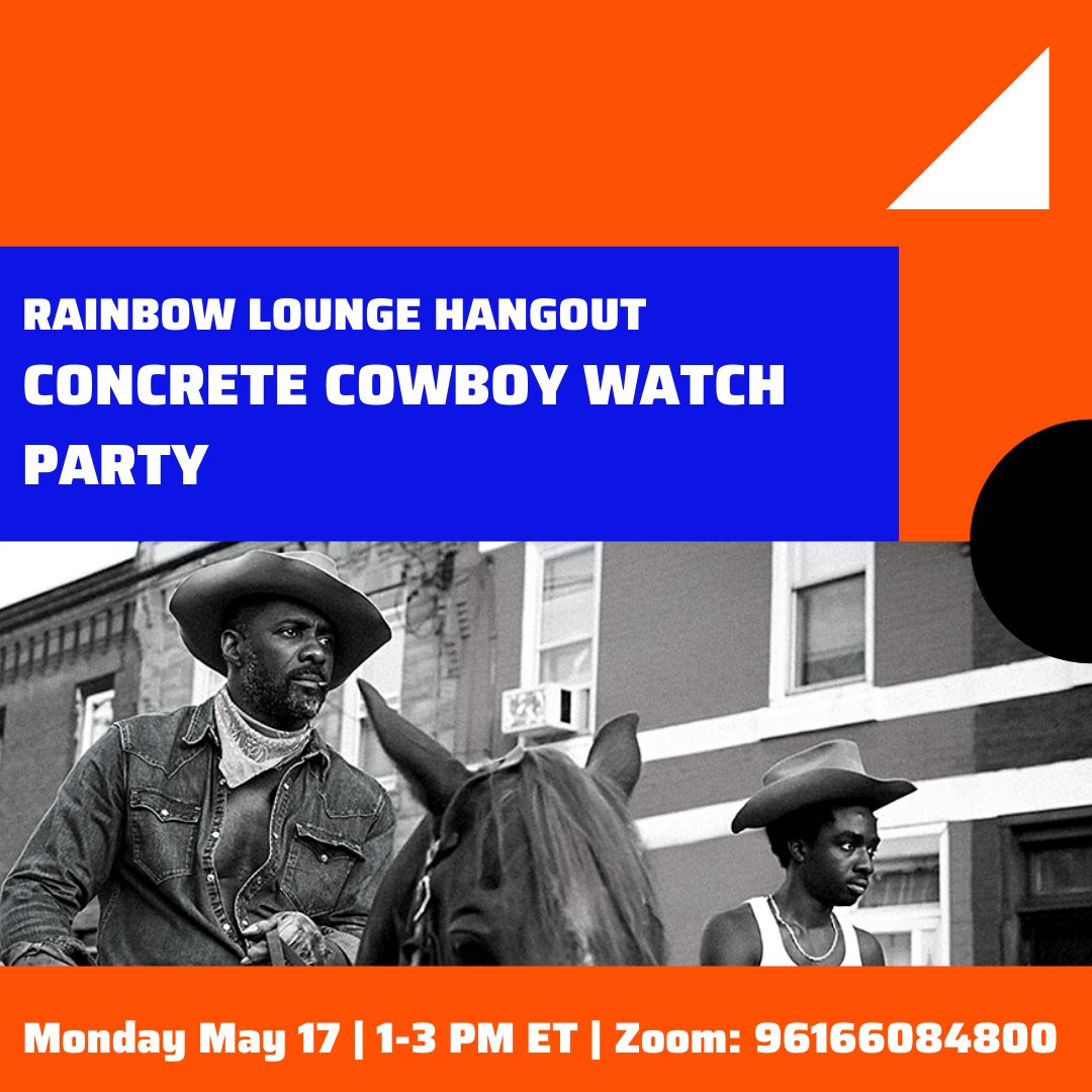 Watch Concrete Cowboys with us Monday  May 17 at 1-3PM ET for the semester's last RL Hangout!
Zoom: mit.zoom.us/j/96166084800

Synopsis: Sent to live with his estranged father for the summer, a rebellious teen finds kinship in a tight-knit Philadelphia community of Black cowboys.