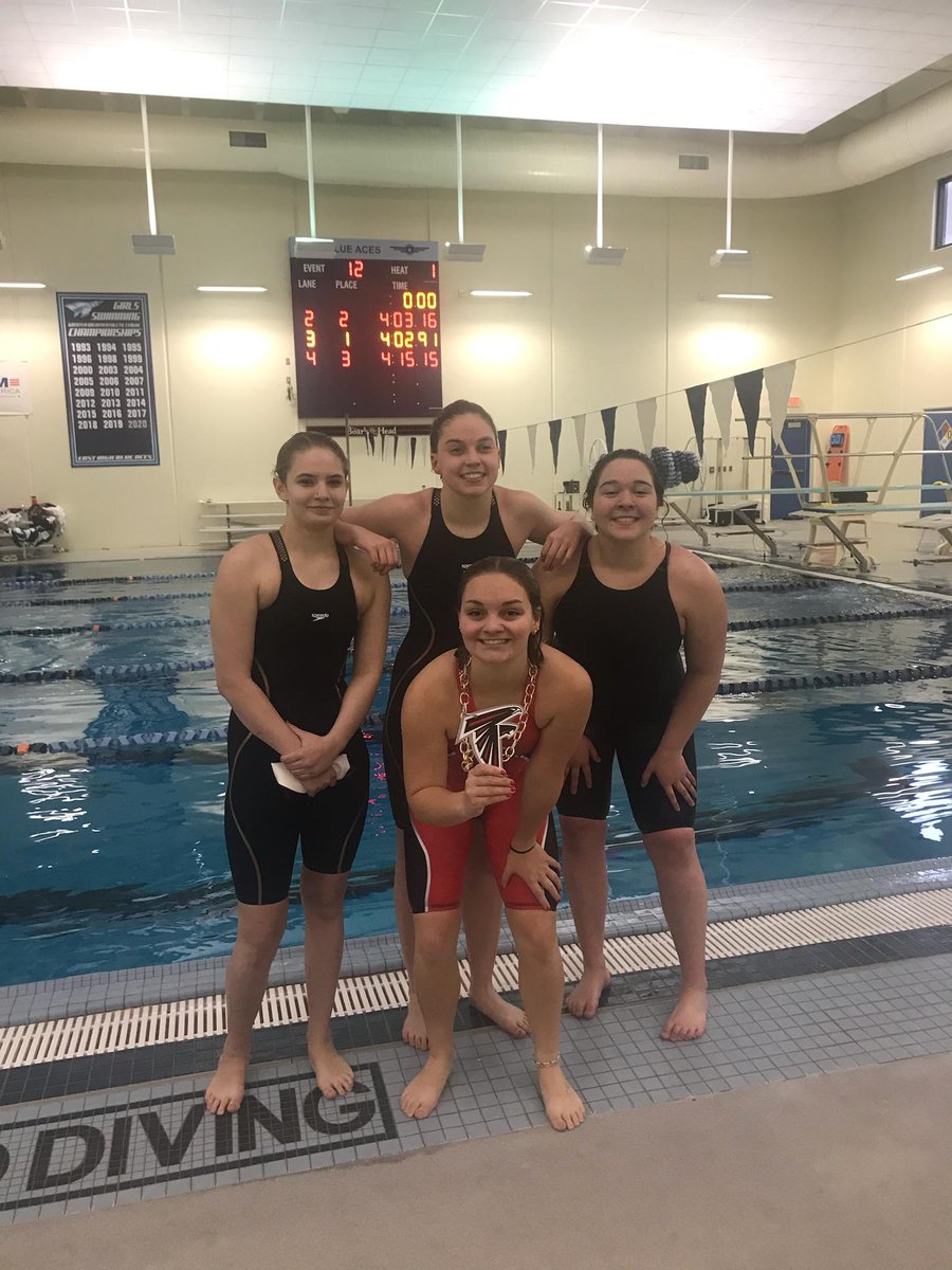 WHTSwimming's tweet photo. These girls were AWESOME today. Dropped 11 seconds to go 4:03 and qualify our 400 Free Relay for state!!
Cindy, Willow, Katy and Erika. #falconchain https://t.co/7akKhaeJvx