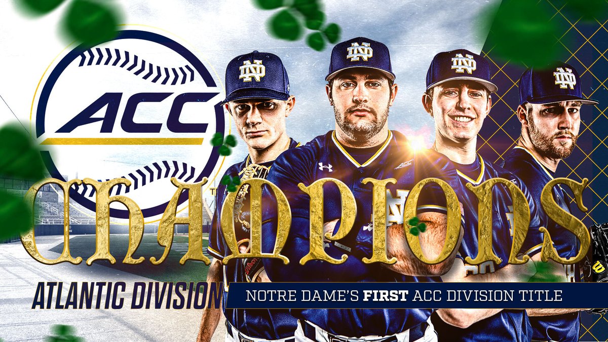 𝐀𝐂𝐂 𝐀𝐓𝐋𝐀𝐍𝐓𝐈𝐂 𝐃𝐈𝐕𝐈𝐒𝐈𝐎𝐍 𝐂𝐇𝐀𝐌𝐏𝐒 The Irish clinch their first division championship since joining @ACCBaseball in 2014! It's the first regular season championship since 2006! With the title, the Irish secured a Top-2 seed for the ACC Tournament! #GoIrish