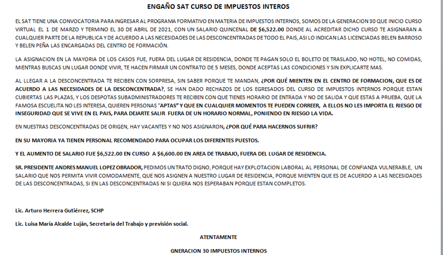 sat_denuncia's tweet photo. MALOS TRATOS DE LOS ADMINISTRADORES Y DESCONCENTRADAS QUE YA TIENEN A SUS RECOMENDADOS, NO ACEPTAN A LOS QUE MANDAN DEL CURSO DE IMPUESTOS INTERNOS. @ArturoHerrera_G  SCHP AYUDA https://t.co/PWLxRqQCPM
