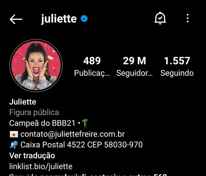 ZAMENZA's tweet photo. Agora são 29 milhões da Juliette. A campeã do #BBB21 que venceu o reality ouvindo do Tiago que tinha 24 milhões de seguidores ganhou mais 5 milhões em menos de duas semanas após o fim do programa. Fenômeno que ainda impressiona e segue merecido. ❤️ https://t.co/8mpwxXblXY