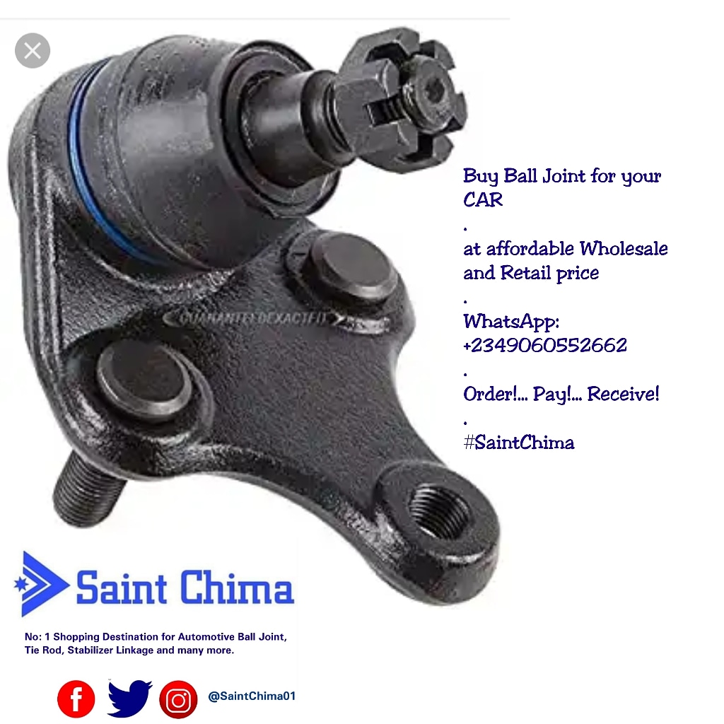 saintchimaAuto's tweet photo. Buy Ball Joint for your Car
.
at affordable Wholesale and Retail price
.
WhatsApp: +2349060552662
.
Order!... Pay!... Receive!
.
#SaintChima #SaintChima01 #SaintChimaGroup
#Chimazon #branding #sales #entrepreneur #entrepreneurship #marketing #tech #business #giveaway #discount https://t.co/rhEtLk5sTf