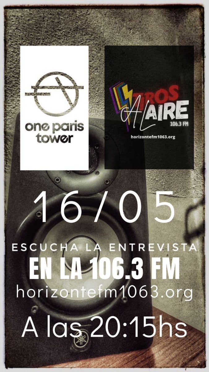 oneparistower's tweet photo. Escúchanos este domingo 16 de mayo a las 20:15 hs
No te lo pierdas!!!
#oneparistower #radio #interview #music #alternativeindie https://t.co/tQJr95X7xJ