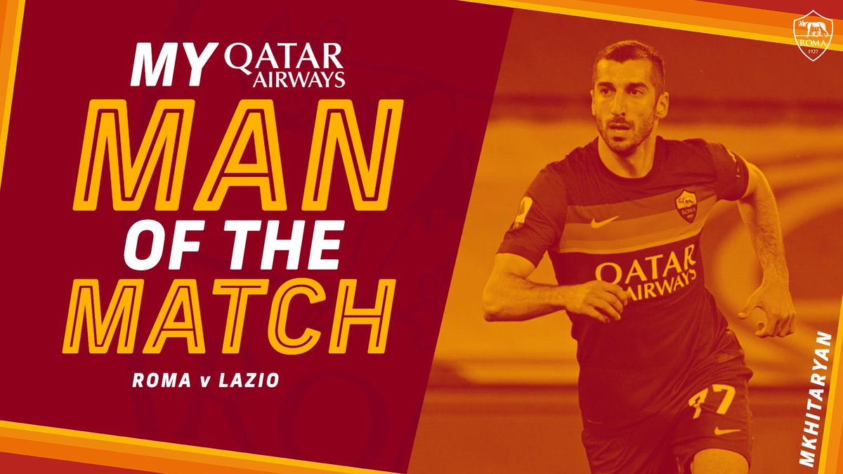 🔁 Retweet if Henrikh Mkhitaryan was your #ASRoma <a href="/qatarairways/">Qatar Airways</a> Man of the Match against Lazio